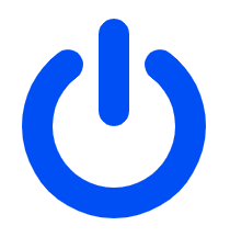 Blue line and circle style power symbol.